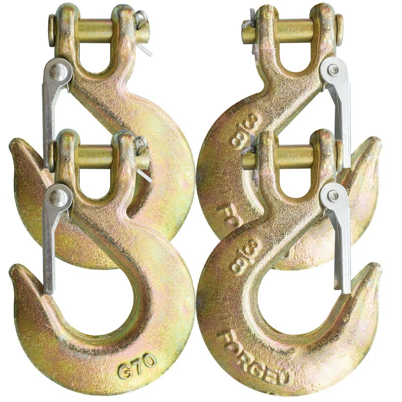 EPHECH 3/8"" Clevis Slip Hook with Safety Latch  4 Pack Heavy Duty Clevis Chian Hook for 3/8"" Grade 70 Transport Chain  18000LBS Capacity for Heavy Load - Image 1